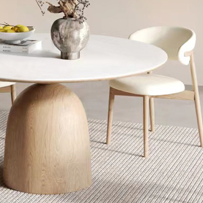 Rock Slab Solid Wood Round Dining Table, 29.52"H x 53.15"L x 53.15"W