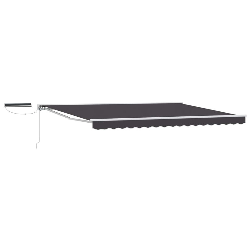 VidaXL Polyester Cover Retractable Patio Awning, 500cm W x 350cm D, Anthracite/White, No Pattern