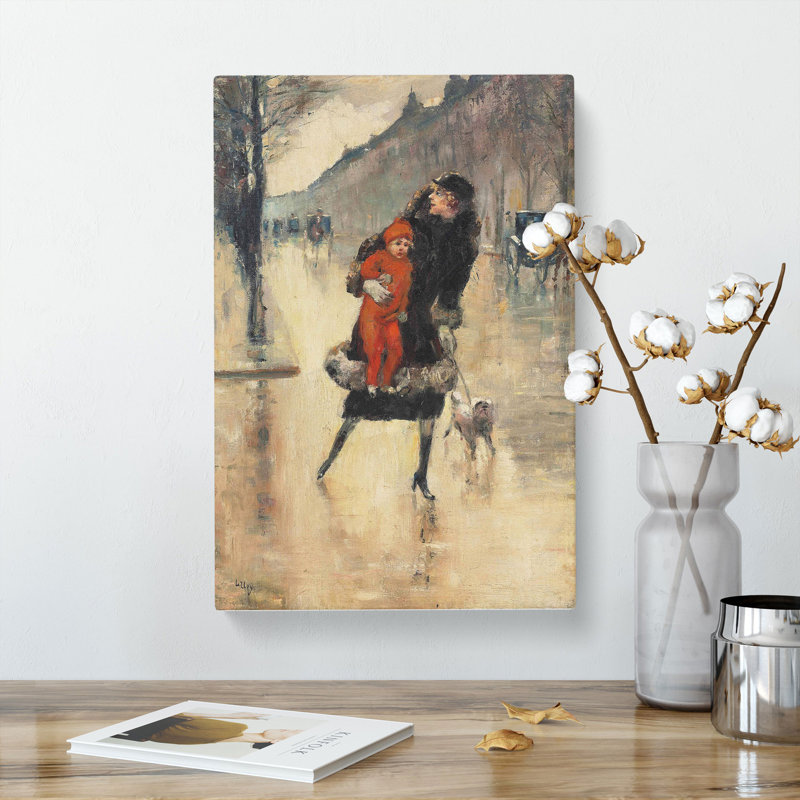 Mother With Child by Lesser Ury - Wrapped Canvas, 50cm H x 35cm W x 3cm D