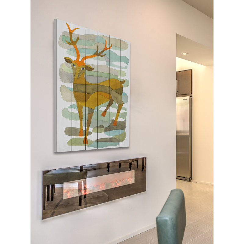 Impression d'art cerf, H 36 po x l 24 po, Bois blanc