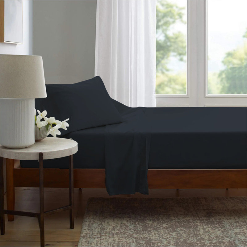 Delara 100% Eucalyptus Lyocell TENCEL™ Cooling Fitted Sheet with 360° Elastic – Soft, Silky & Moisture-Wicking, Light Blue