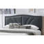 Lit double avec tête de lit en jute gris anthracite, design rétro moderne, garniture cloutée courbée, plateforme sans sommier tapissier
