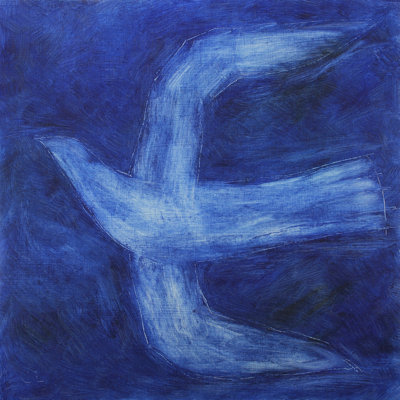 Blue Bird Oil Painting - Wrapped Canvas Print