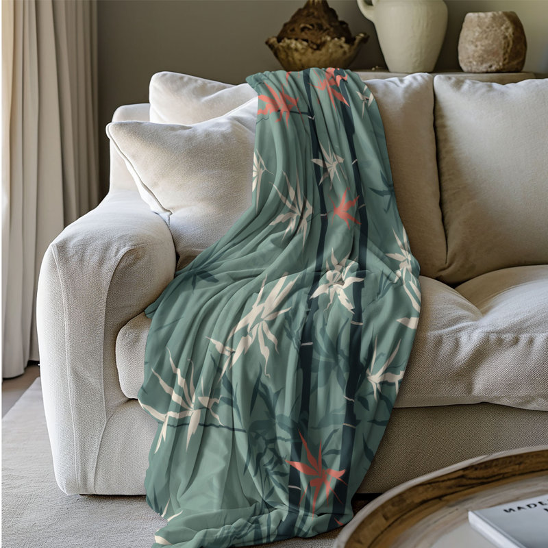 Imprimé bambou - couverture en sherpa de qualité supérieure 1 pièce, L 60 po x l 50 po