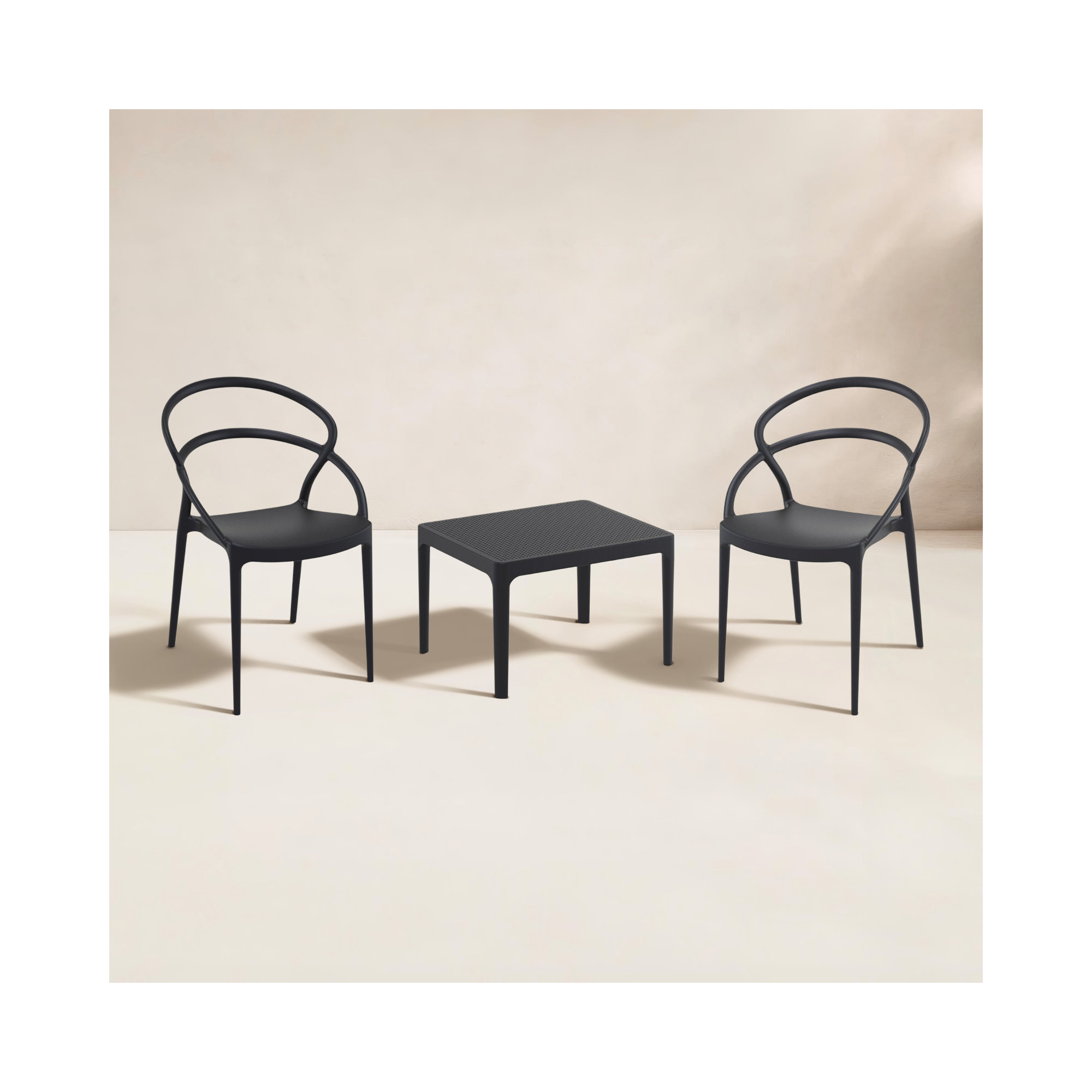 Farrah Grover 2 Person Seating Set, Black