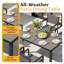 Ensemble repas pour 6 personnes, table rectangulaire en métal et 6 chaises empilables avec accoudoirs-440431784-440431791