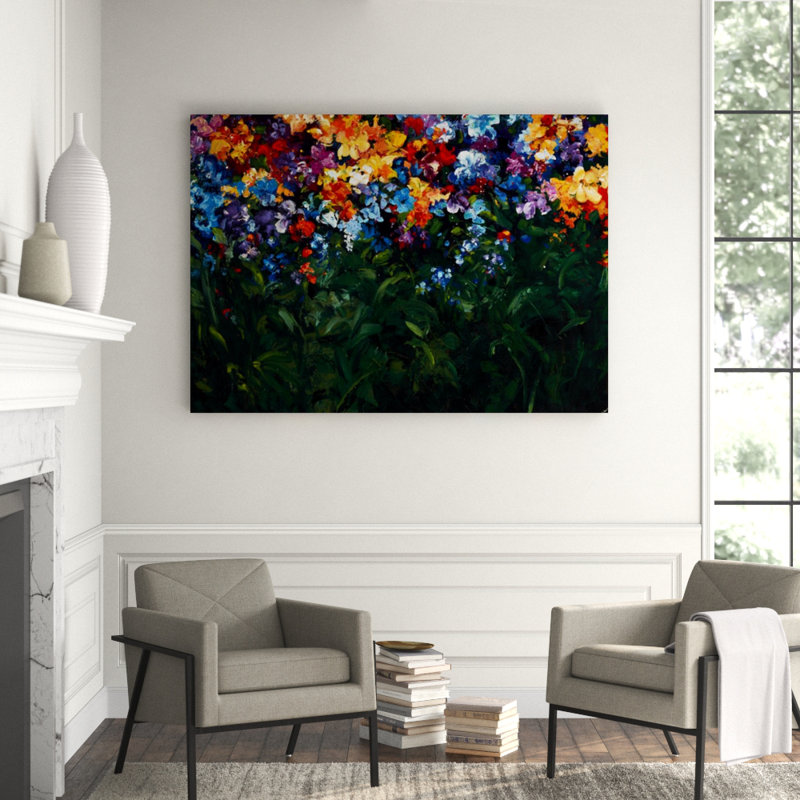 Floral Fields Painting by Sydney Edmunds, Knife Gel, 50" H x 70" W 