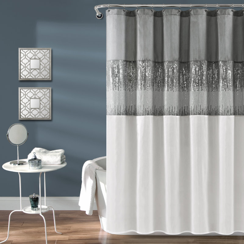 Pruneda Polyester Shower Curtain, Grey/White, 183cm W x 183cm L