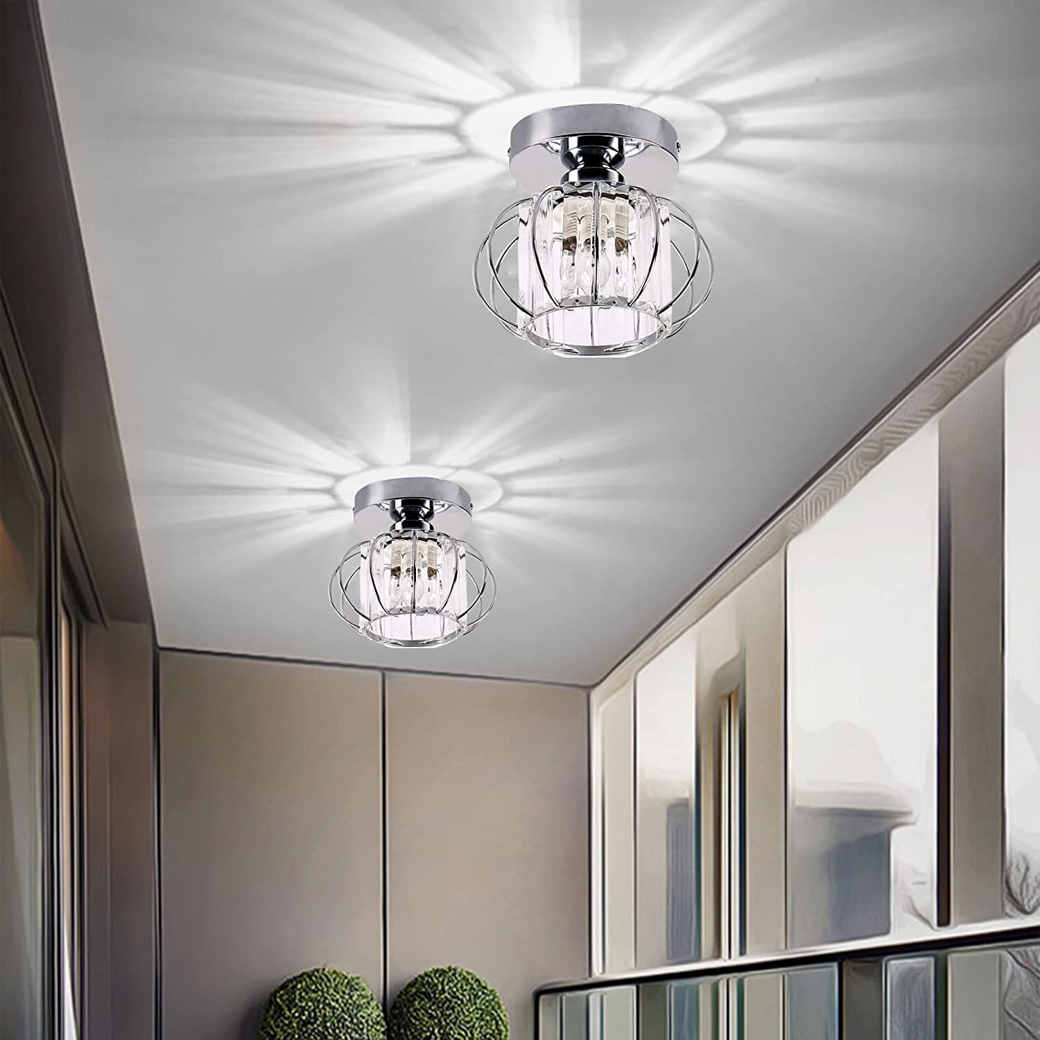 New Modern LED Crystal Glass Lamp Salon Home Bedroom Ceiling Light