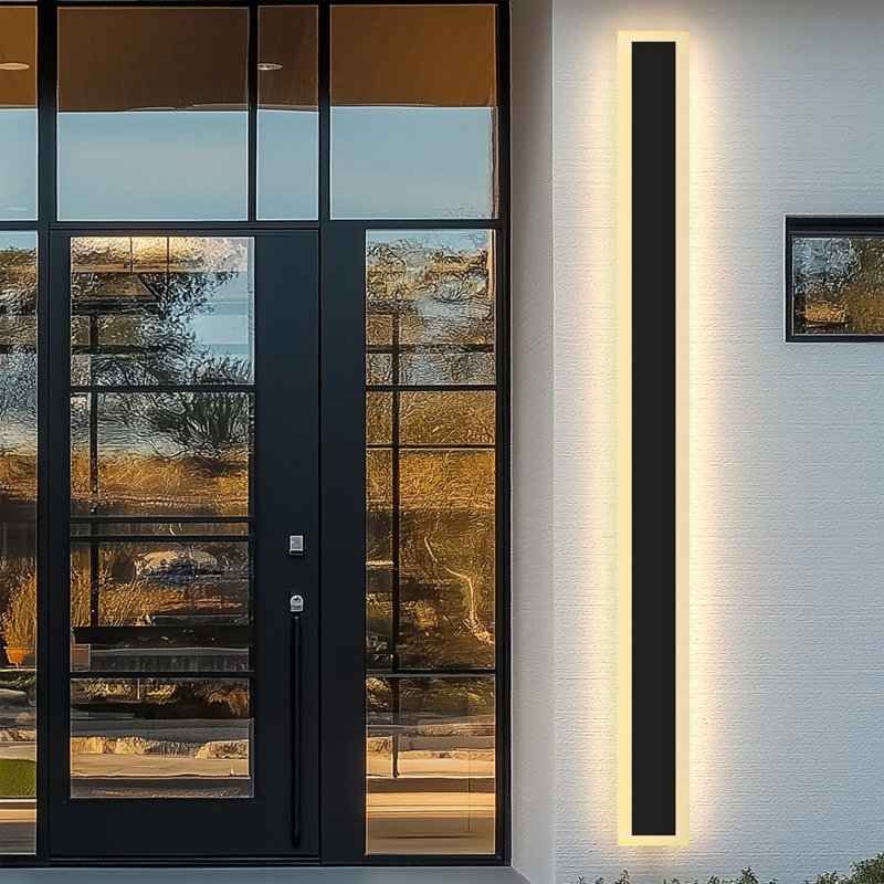 Aluminum Modern Linear IP65 Integrated LED Waterproof Hardwired Outdoor Wall Lights, Black/White, 35" H x 3" W x 1.8" D, 24