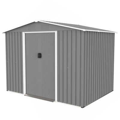 8X6 FT Outdoor Tool Storage Shed With Metal Foundation & Lockable Doors,  All Weather Metal Sheds For Garden, Patio, Backyard, Lawn, Gray
