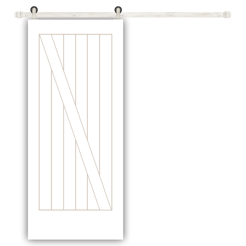 Porte de grange à panneaux en bois apprêté avec panneaux et quincaillerie d'installation, 36 po x 84 po