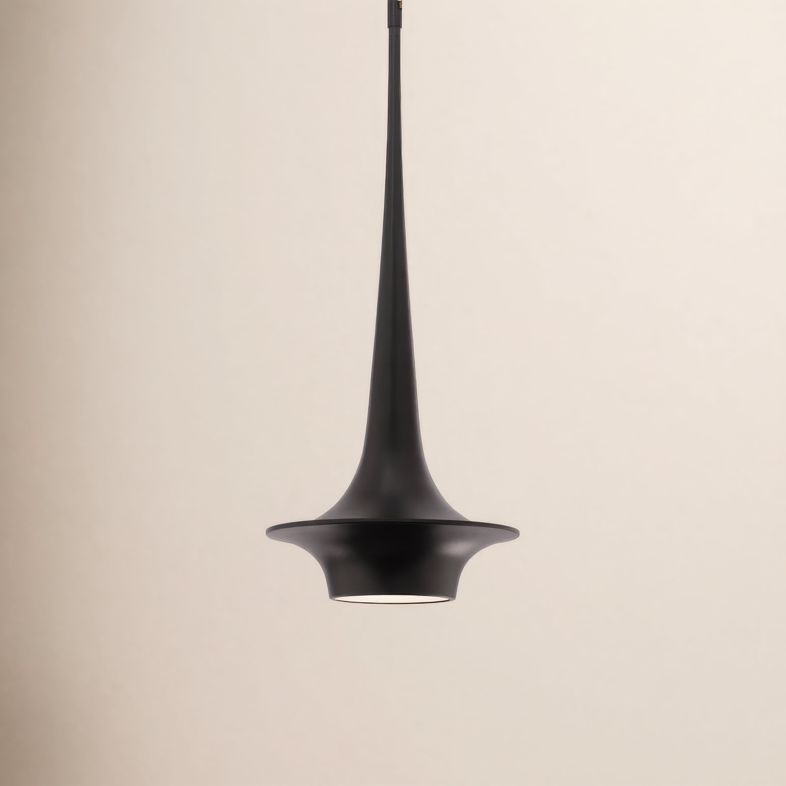Hugo Single Light Glass Dimmable LED Pendant, Black