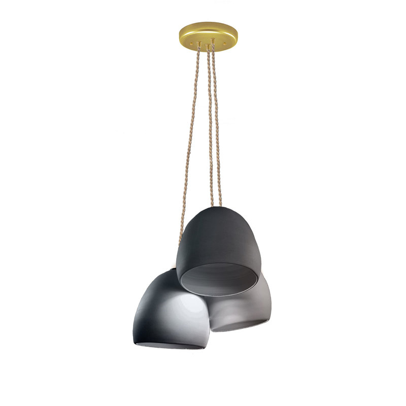 Luminaire suspendu à 3 lumières, DEL, H 28 po, Corde de navire