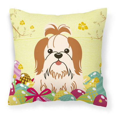 Coussin décoratif d’intérieur/d’extérieur collie de pâques œufs border