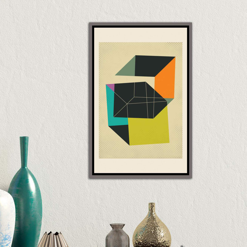 « cubes v » par jazzberry blue-impression sur image, Toile encadrée de bois rustique foncé, H 60 po x l 40po x P 1,5 po