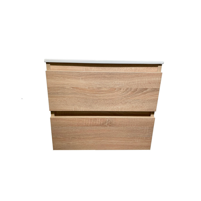 Salt 30'' Single Bathroom Vanity with Ceramic Top, White Oak