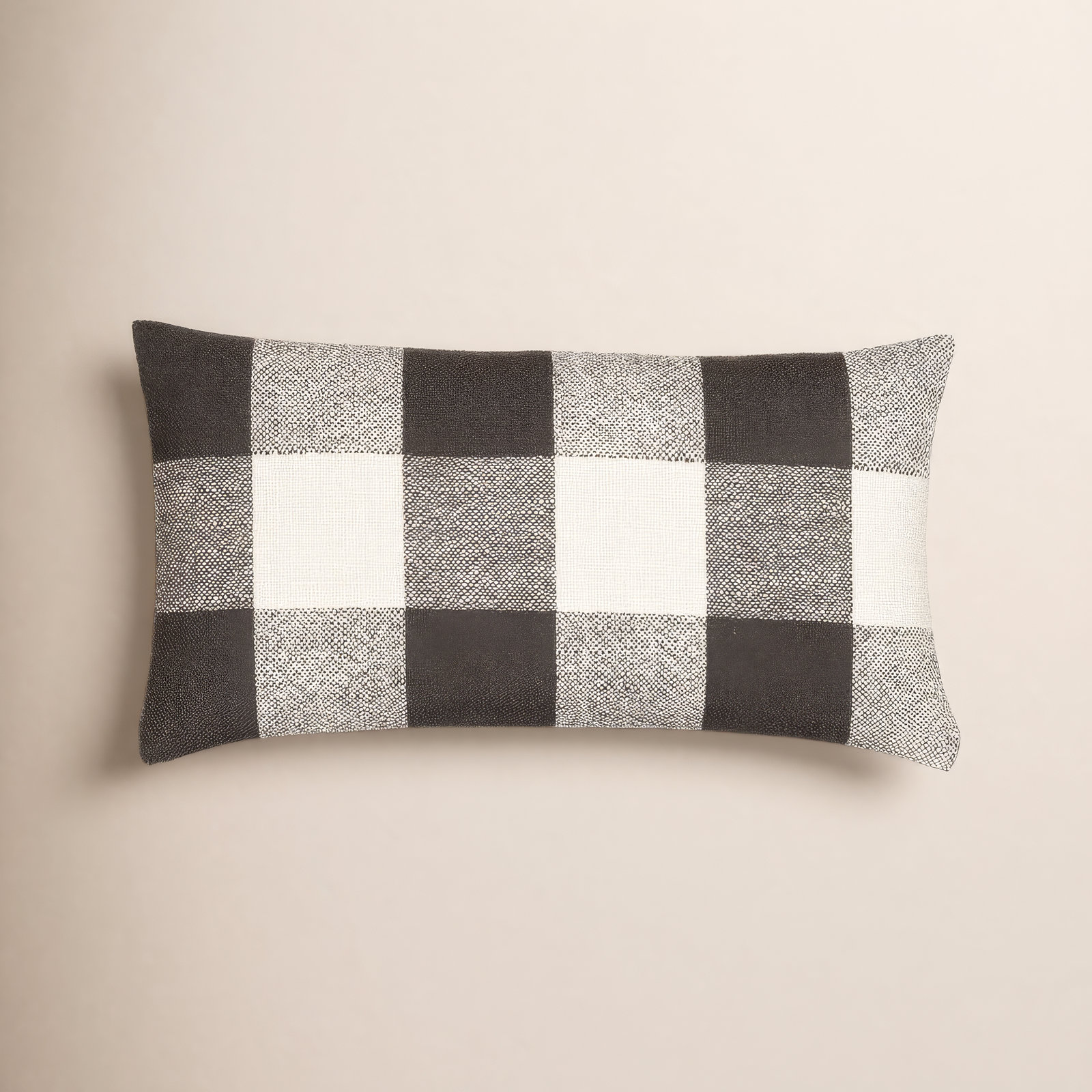 Birch Lane Cleveland Throw Pillow Lumbar, Feather, Black Checkered