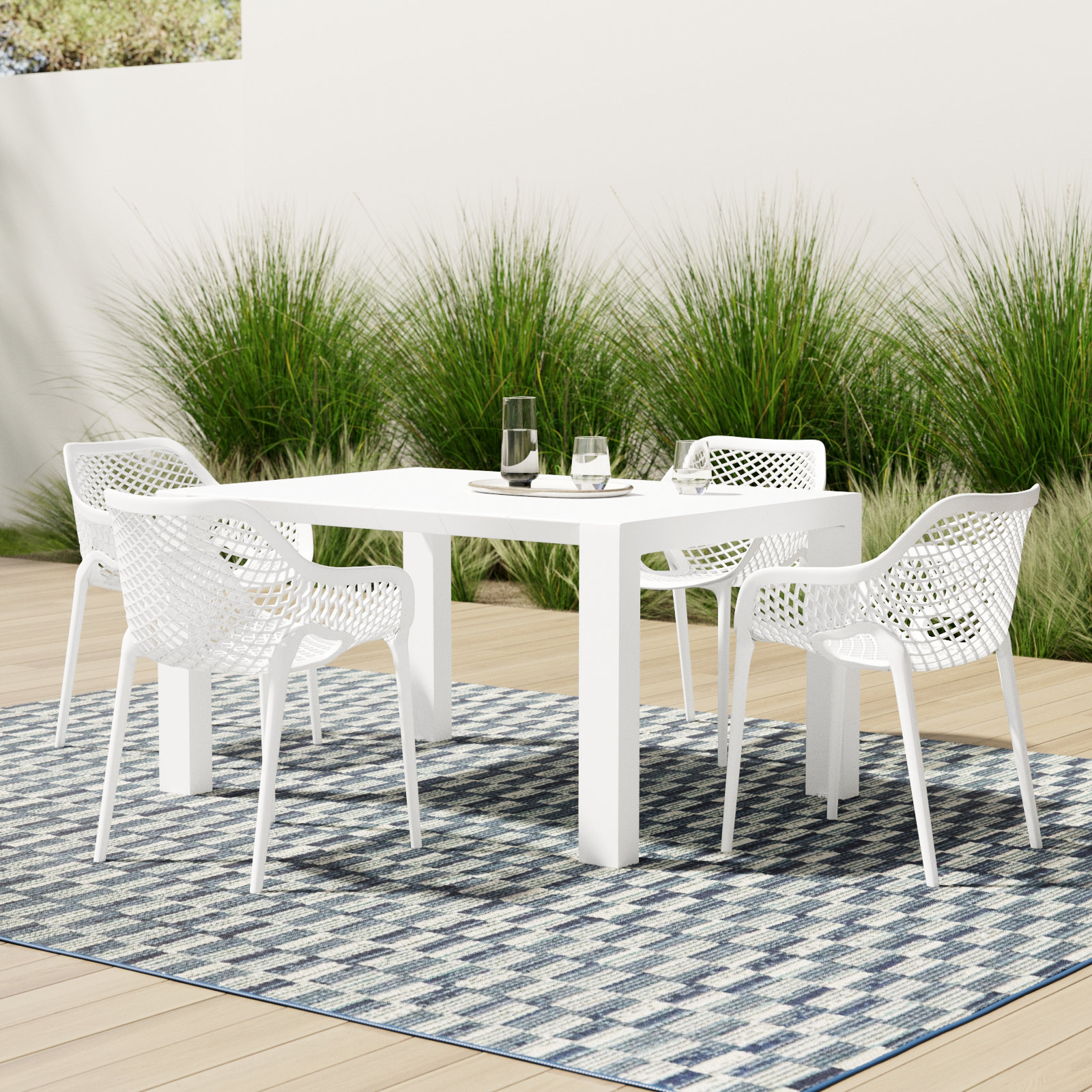 Asherton 55" Patio Dining Set, White
