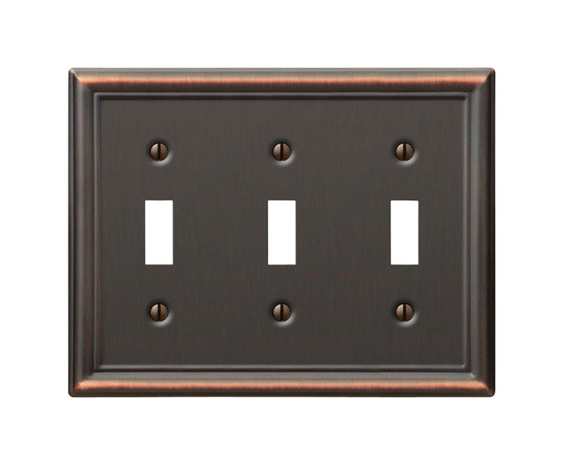 Amerelle Chelsea Aged Bronze 3-Gang Stamped Steel Toggle Wall Plate
