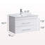 Ce meuble-lavabo mural blanc brillant de 32 pouces avec tiroirs doubles et lavabo à fermeture en douceur crée un espace de salle de bain moderne et minimaliste!-740977355-740977354