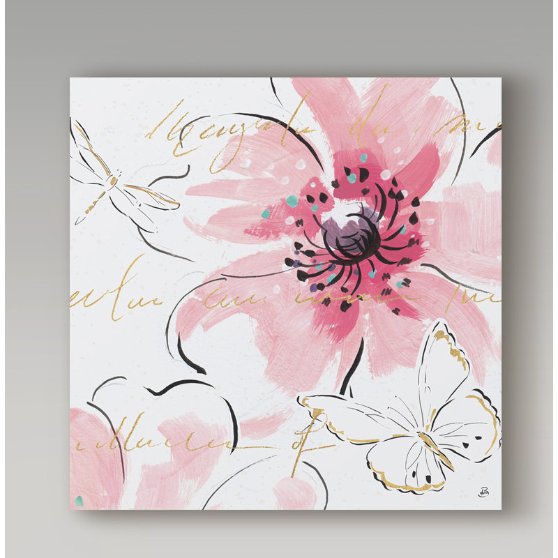 « simply rose iii », reproduction de peinture à l’acrylique sur toile tendue, H 14 po x l 14 po x P 2 po