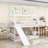 Twin Over Twin Bunk Bed with Slide and Roof,Ladder