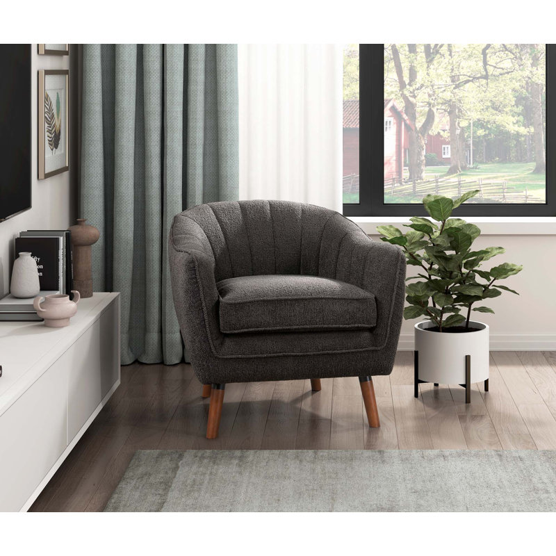 Chaise d'appoint Mid-Century, Gris anthracite