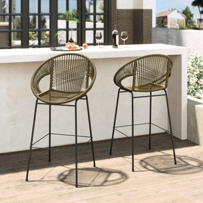 Faux patio, de 2, matériau en PE, conception ergonomique pour la détente, motif tissé élégant, cadre, facile à nettoyer et à utiliser dans des sièges confortables, différents espaces adaptés