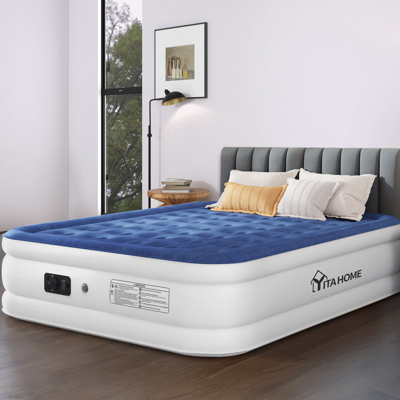 Balconera Air Mattress, Queen, Blue/White