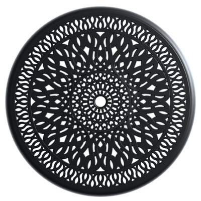 5 repas toutes saisons en fonte d'aluminium noire. Beaux ornements. Cadre 100% aluminium, robuste et durable. À la météo, à la corrosion,. Sièges ergonomiques confortables. Patin antidérapant. Simple