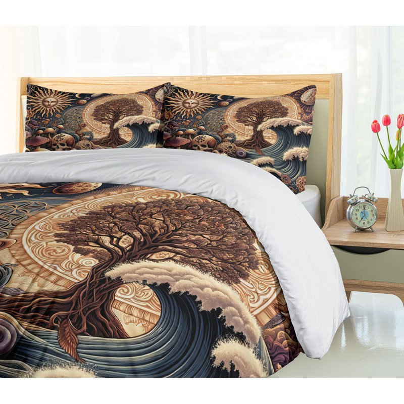 Earthy Boho Duvet Cover, Queen Duvet Cover + 2 Standard Shams