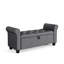 Elysian Linen Splayed Upholstered Armrest Storage Ottoman Bench Chaise-2117419058