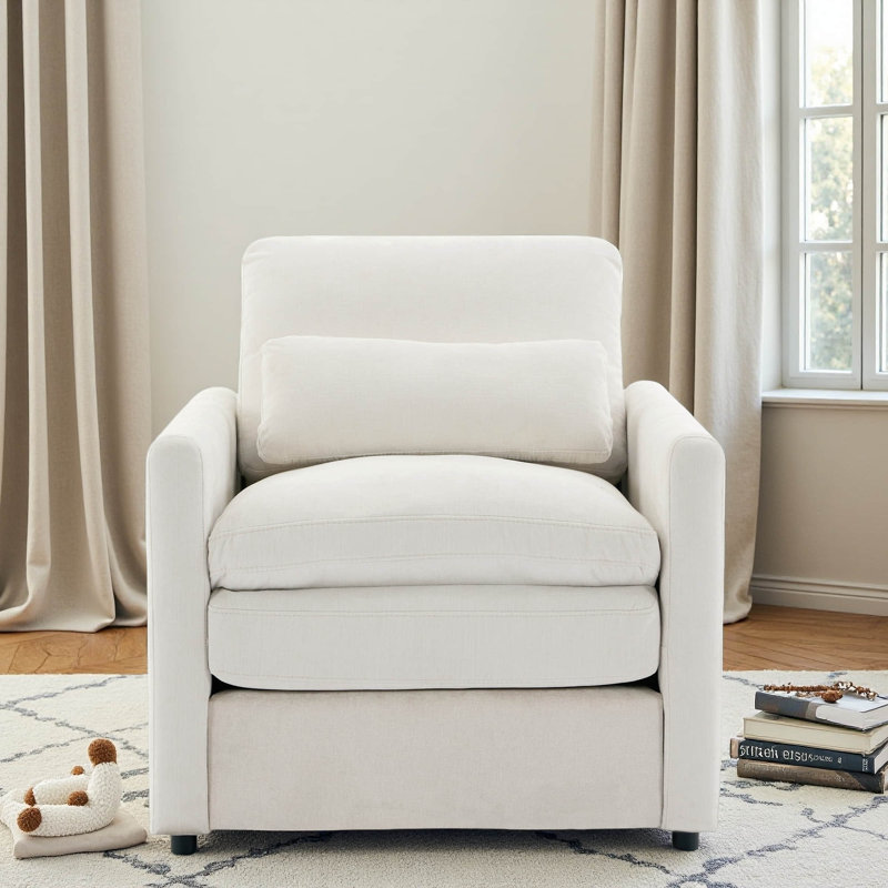 Fauteuil rembourré 31,9 "surdimensionné et confortable, Beige