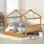 Lit double pleine grandeur en bois avec tiroirs, naturel (Ancien SKU: LP000304AAN)