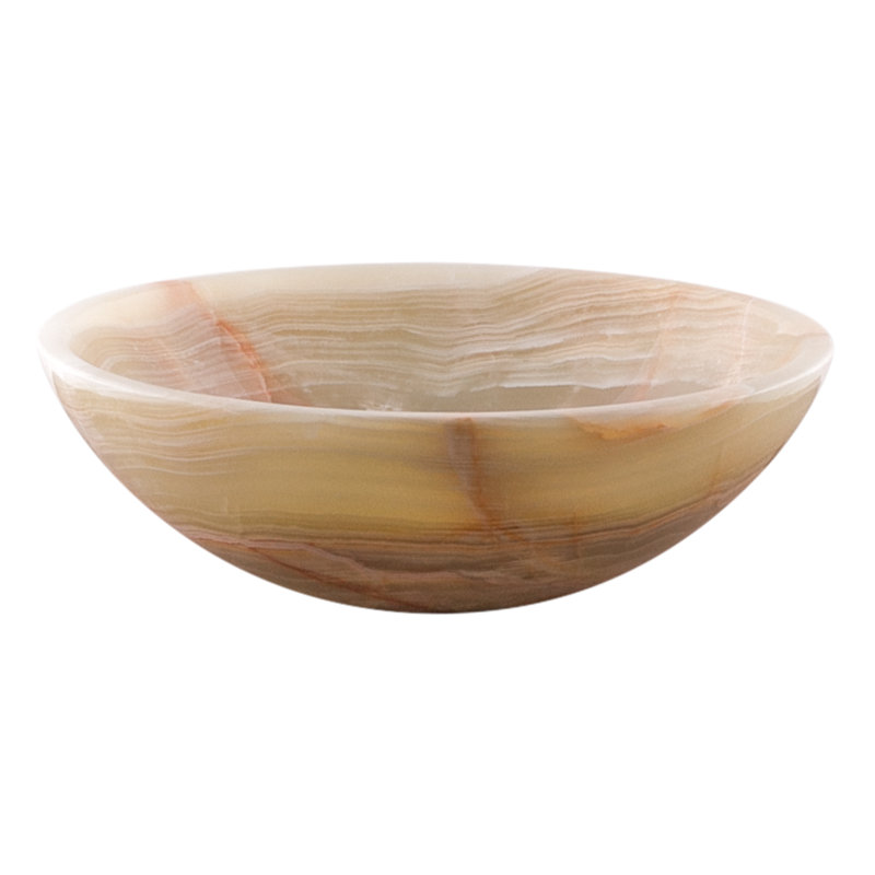 Novatto 17'' Green Onyx Stone Circular Bathroom Sink, Brushed Nickel