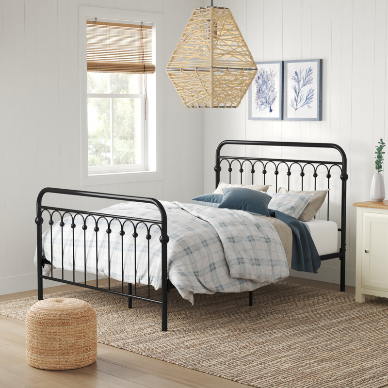 Eyres Metal Slat Bed, Black, Full