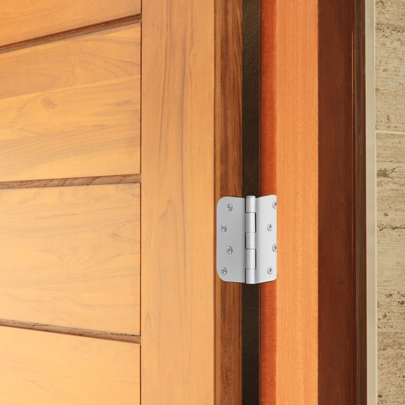 Design House 189381 - Charnières de porte pour portes intérieures, paquet de 9, 4 po x 4 po - Charnière de porte arrondie en acier à rayon 5/8 po - Peinte en blanc - Convient aux portes standard