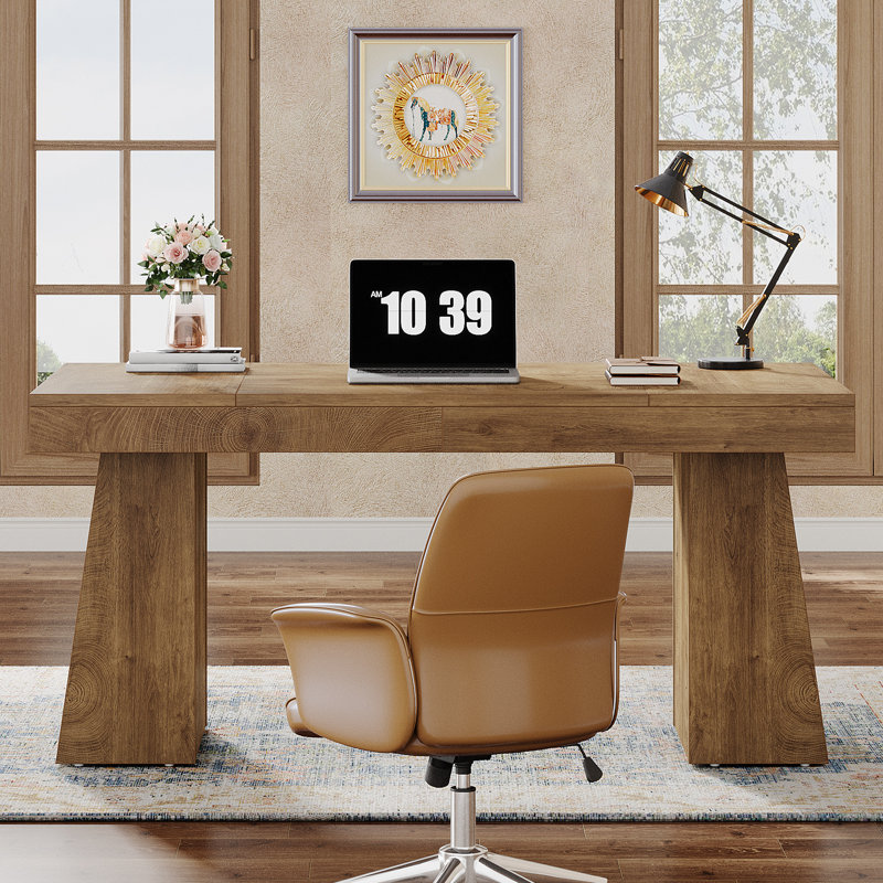 Bureau double caisson Wolbach, Marron clair