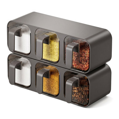 Wall-Mounted 6-Compartment Spice Rack: Moisture-Resistant Kitchen Storage Plastic Container Shelf