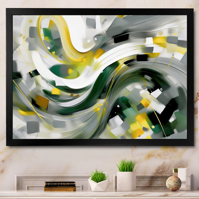 " Dynamic Waveforms I " Print, Black Single Picture Framed, 12" H x 20" W x 1" D