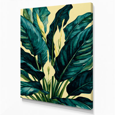 "Watercolor Botanical 59", art mural sur toile verte