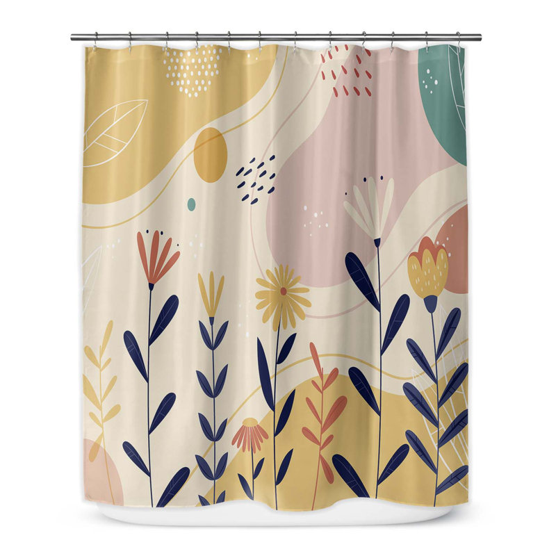 Inavale Floral Shower Curtain, 70" H x 71" W