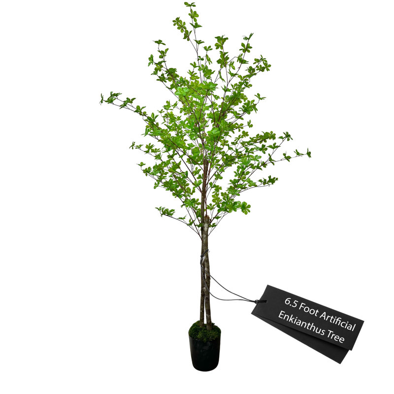 Arbre enkianthus artificiel fait à la main 6,5 pi avec bois véritable