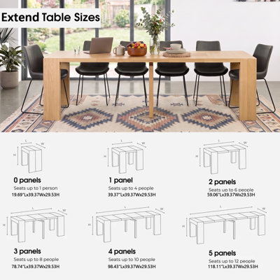 3-Piece Solid Wood Extendable Dining Table Set for 4–12 People, Expandable Dining Table with Extendable Bench & Lift-Top Storage Coffee Table, Space-S