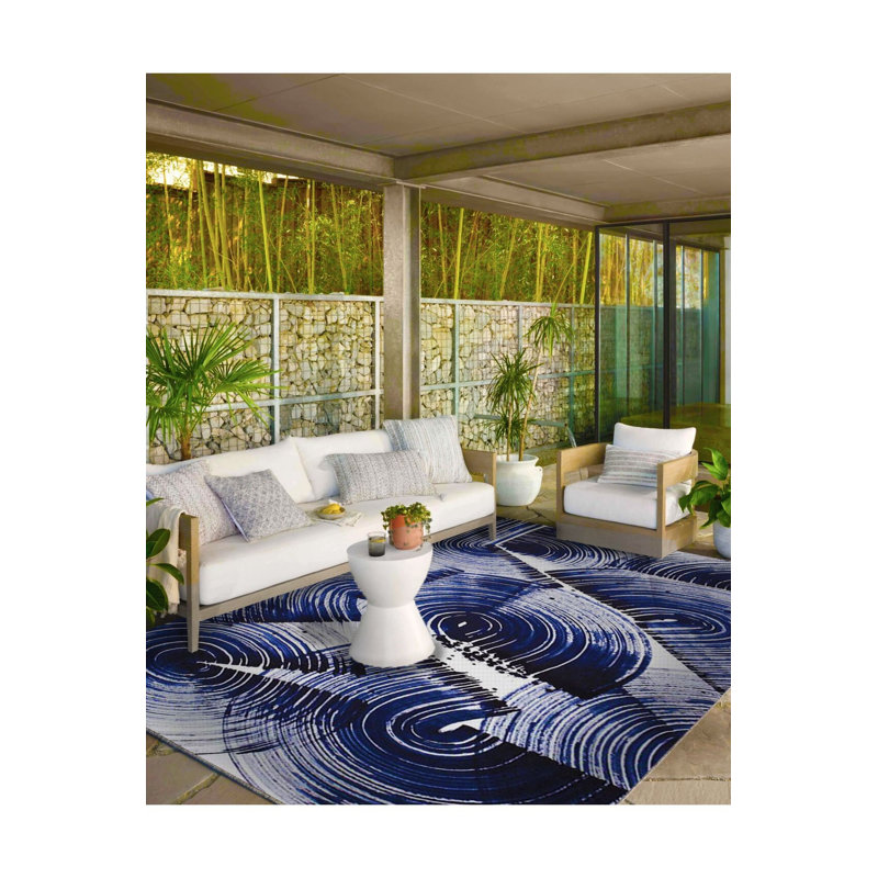Tapis bleu tissé lavable à la machine, Sous-tapis carré 3 pi 3 po inclus