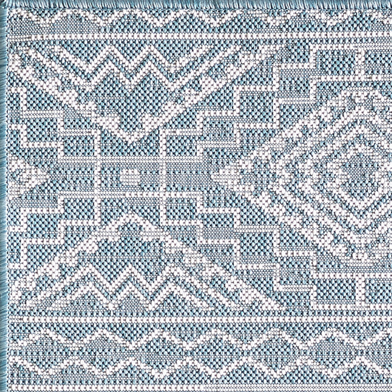 Tapis marocain intérieur / extérieur Bethaney, Rectangle 3 pi 11 po x 2 pi 7 po, Turquoise
