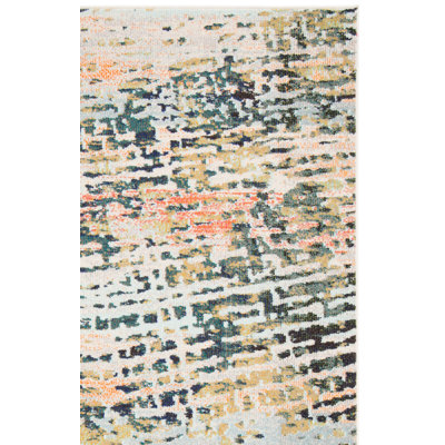 Felty Abstract Beige/Navy Area Rug
