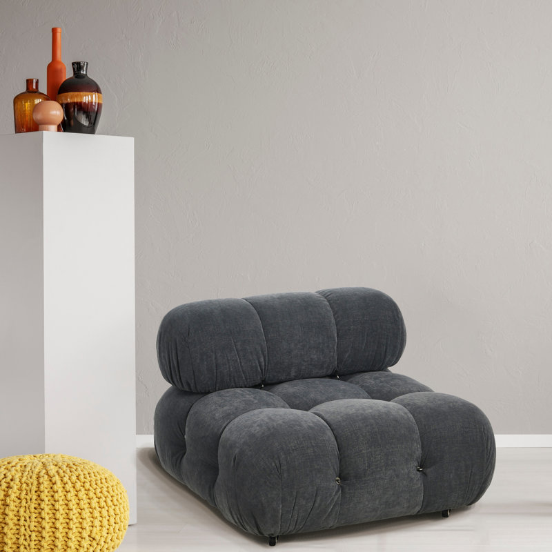 Chaise modulaire sans accoudoirs Mimosa, Polyester gris