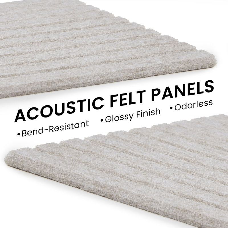 Panneau de tuiles en feutre auto-adhésif à réduction de bruit - Paquet de 9 - Grandes planches d'acoustique, Beige